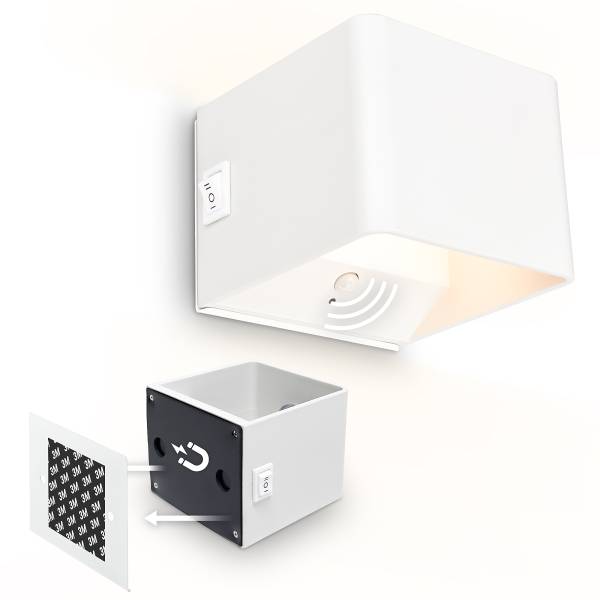 Akku LED-Wandleuchte Borra - Aluminium / Polypropylen - Weiß