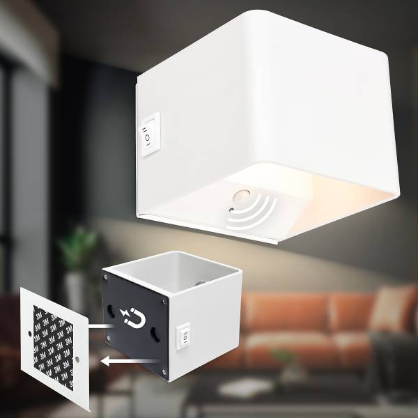 Akku LED-Wandleuchte Borra - Aluminium / Polypropylen - Weiß