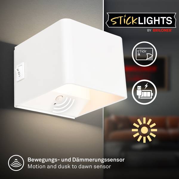Akku LED-Wandleuchte Borra - Aluminium / Polypropylen - Weiß