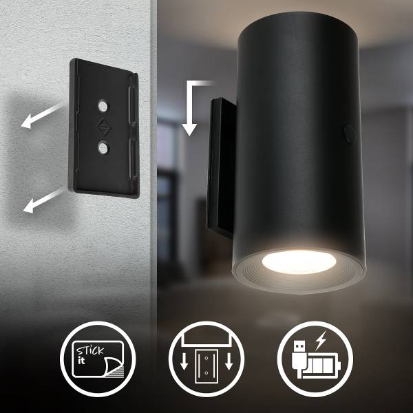 LED-Wandleuchte Misy - Polypropylen - Schwarz