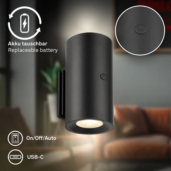 LED-Wandleuchte Misy - Polypropylen - Schwarz