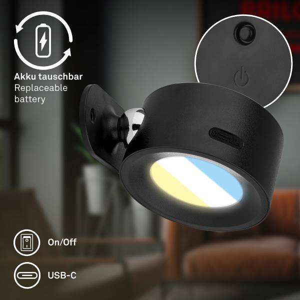 LED-Wandleuchte Tari dimmbar - Polypropylen - Schwarz