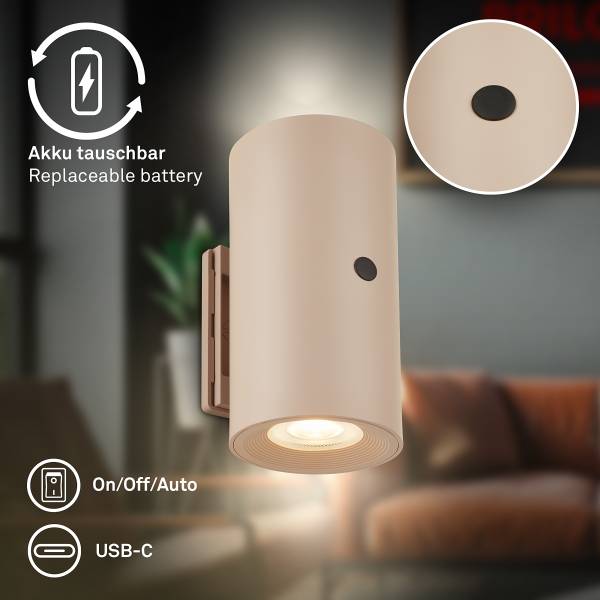 LED-Wandleuchte Misy - Polypropylen - Beige