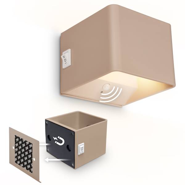 Akku LED-Wandleuchte Borra - Aluminium / Polypropylen - Beige