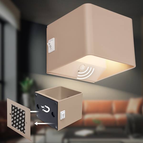 Akku LED-Wandleuchte Borra - Aluminium / Polypropylen - Beige
