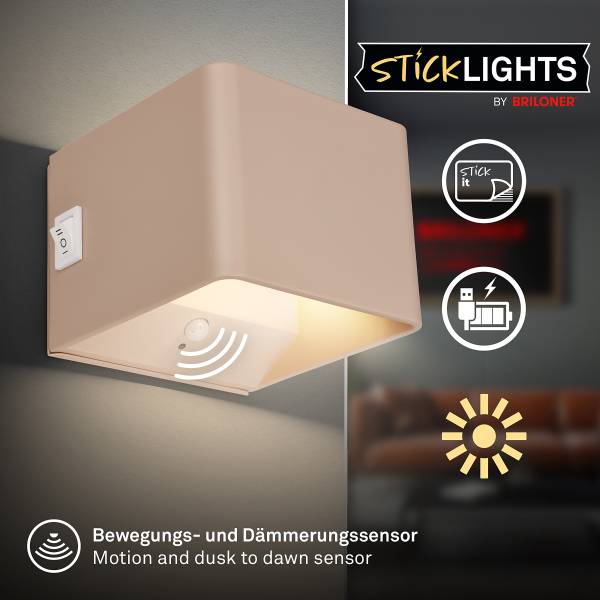 Akku LED-Wandleuchte Borra - Aluminium / Polypropylen - Beige