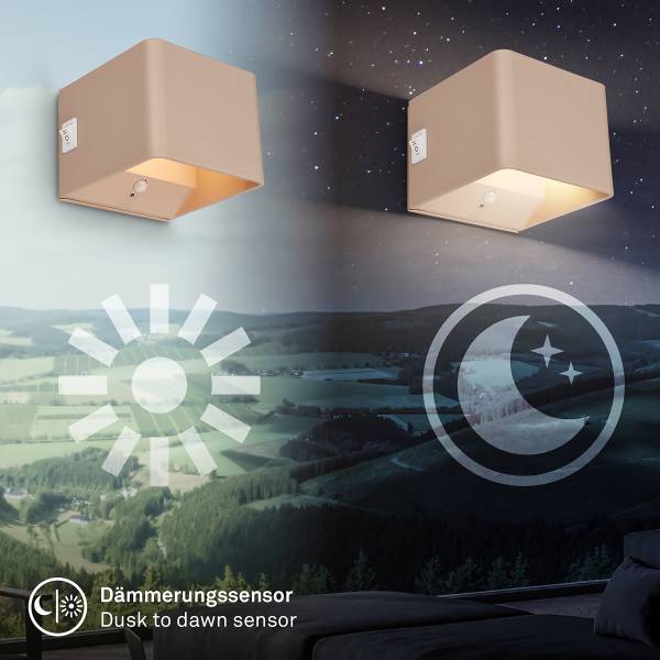 Akku LED-Wandleuchte Borra - Aluminium / Polypropylen - Beige