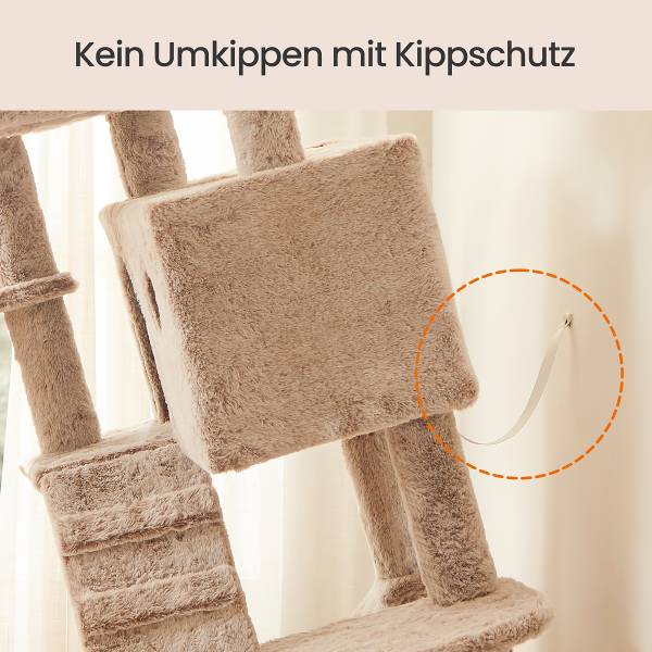 Katzenkratzbaum Lekar - Holzwerkstoff / Samt - Beige
