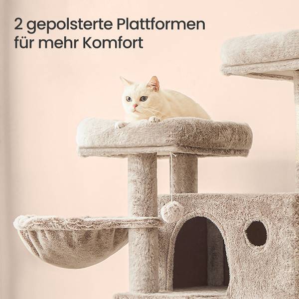 Katzenkratzbaum Lekar - Holzwerkstoff / Samt - Beige