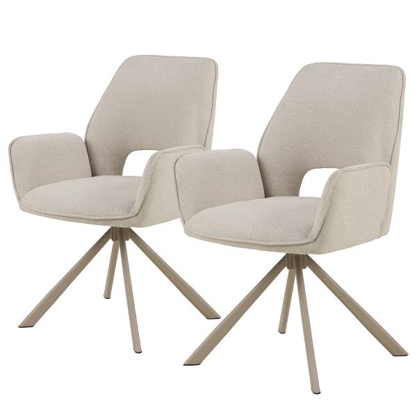 Armlehnenstuhl Sigio 2er-Set - Webstoff Aphra: Beige