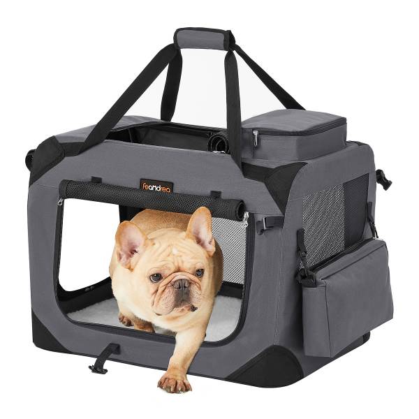 Hundetransportbox Opeti - Stahl / Mischgewebe - Dunkelgrau
