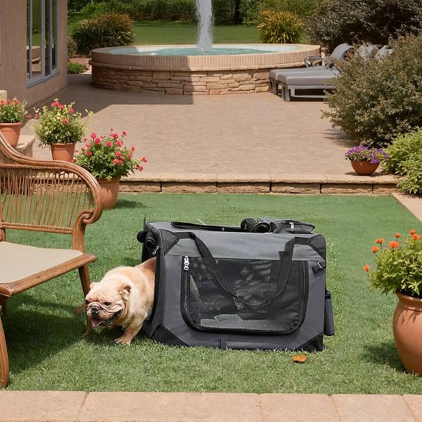 Hundetransportbox Opeti - Stahl / Mischgewebe - Dunkelgrau