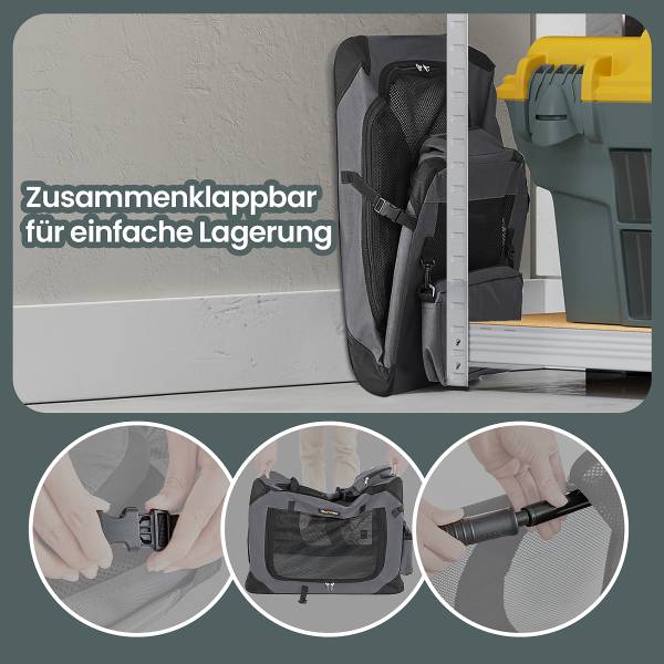 Hundetransportbox Opeti - Stahl / Mischgewebe - Dunkelgrau