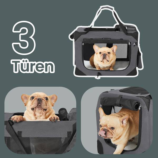 Hundetransportbox Opeti - Stahl / Mischgewebe - Dunkelgrau