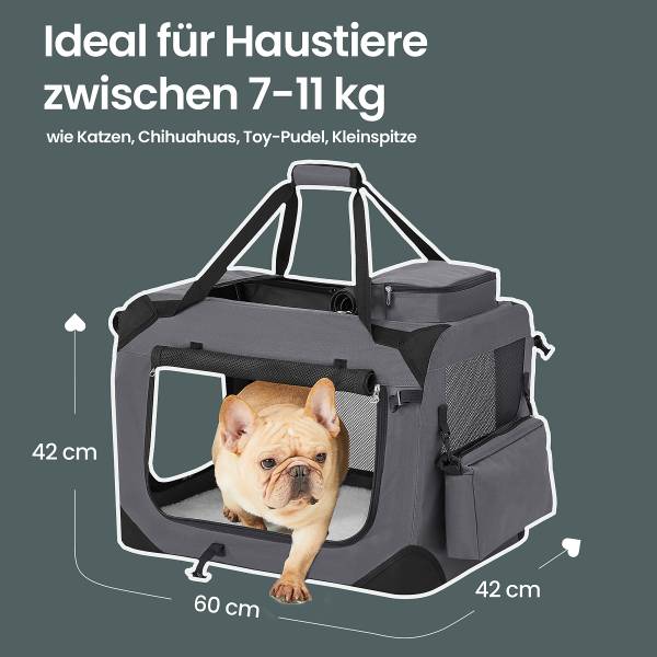 Hundetransportbox Opeti - Stahl / Mischgewebe - Dunkelgrau