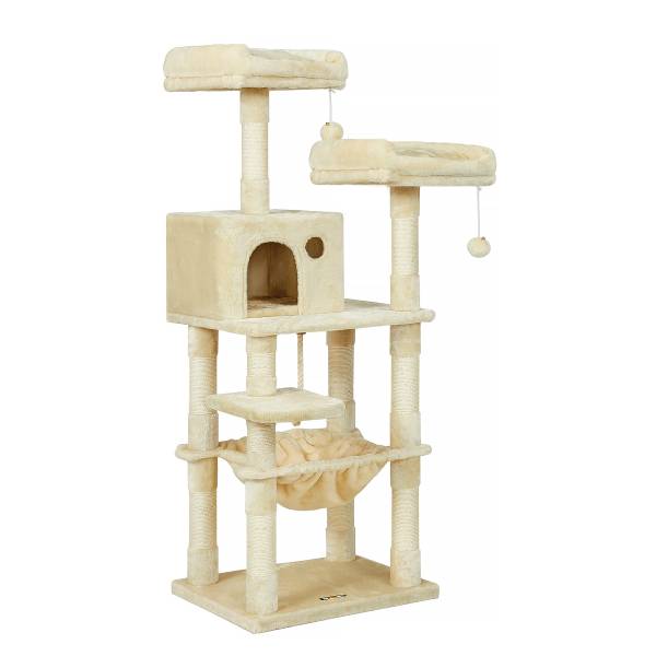 Katzenkratzbaum Inuid - Holzwerkstoff / Samt - Beige