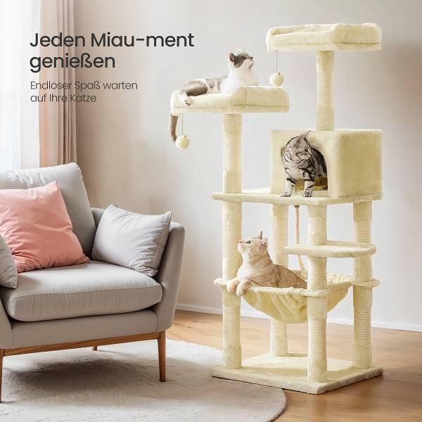 Katzenkratzbaum Inuid - Holzwerkstoff / Samt - Beige