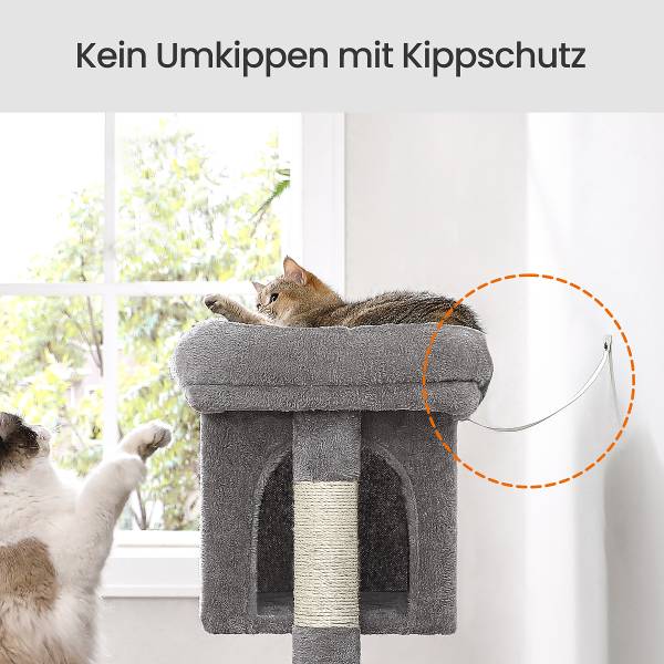 Katzenkratzbaum Vallo - Holzwerkstoff / Samt - Hellgrau