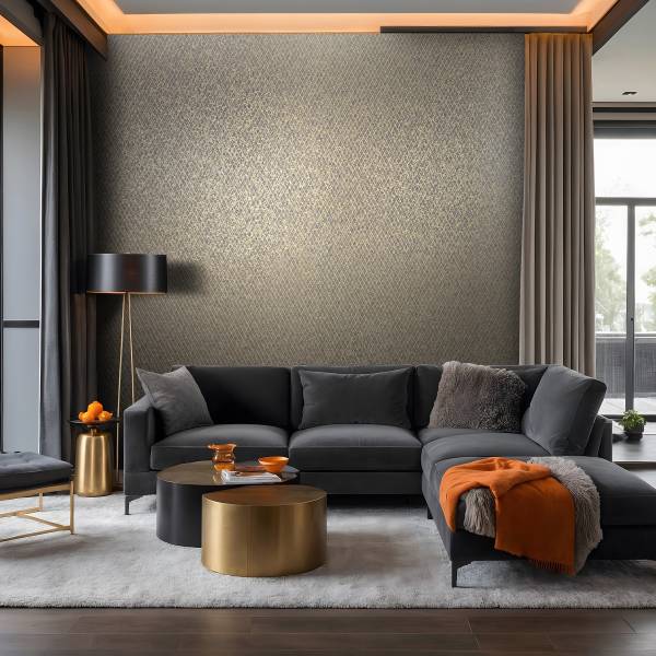 Vliestapete 35540 geometrische Linien - Vlies - Schwarz / Gold