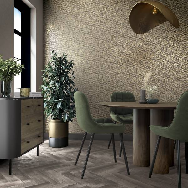 Vliestapete 35540 geometrische Linien - Vlies - Schwarz / Gold