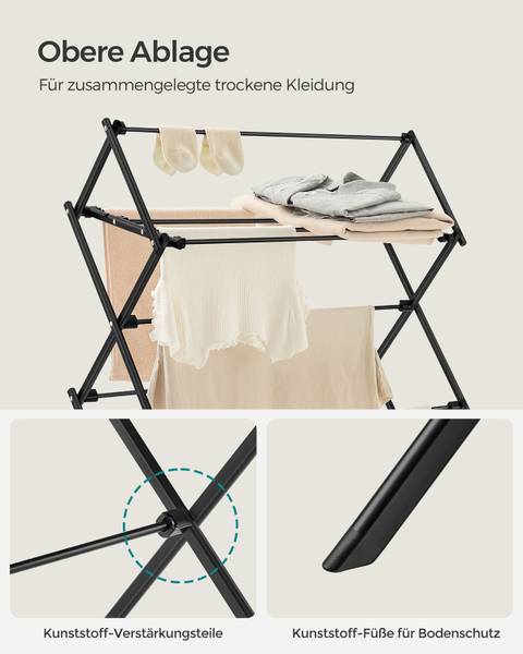 Wäscheständer Buyan - Eisen / Polythylene - Schwarz