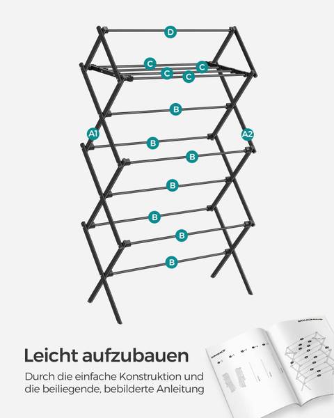 Wäscheständer Buyan - Eisen / Polythylene - Schwarz