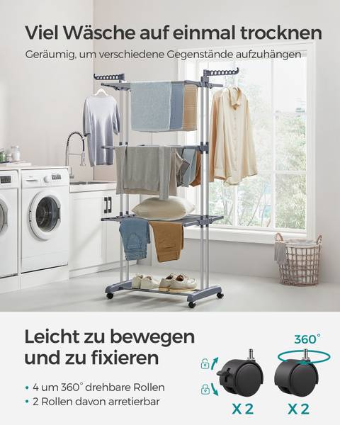 Wäscheständer Dirgh - Eisen / Polypropylen - Grau