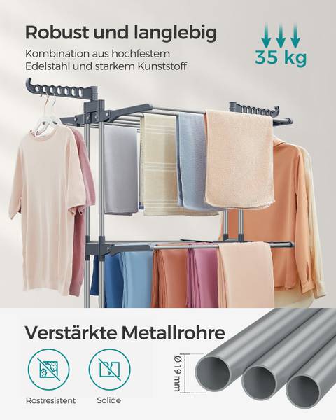 Wäscheständer Dirgh - Eisen / Polypropylen - Grau