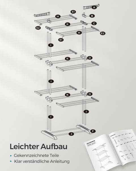 Wäscheständer Dirgh - Eisen / Polypropylen - Grau