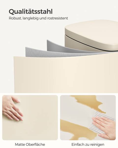 Mülleimer Yamta - Edelstahl / Polypropylen - Beige