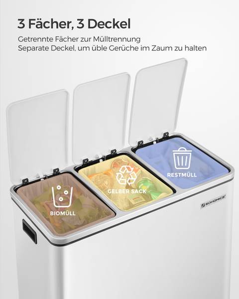 Mülleimer Kelau - Edelstahl / ABS - Weiß