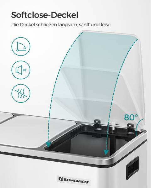 Mülleimer Kelau - Edelstahl / ABS - Weiß