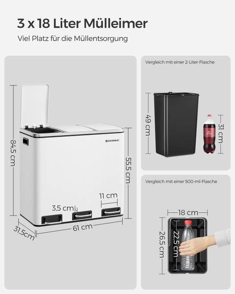 Mülleimer Kelau - Edelstahl / ABS - Weiß