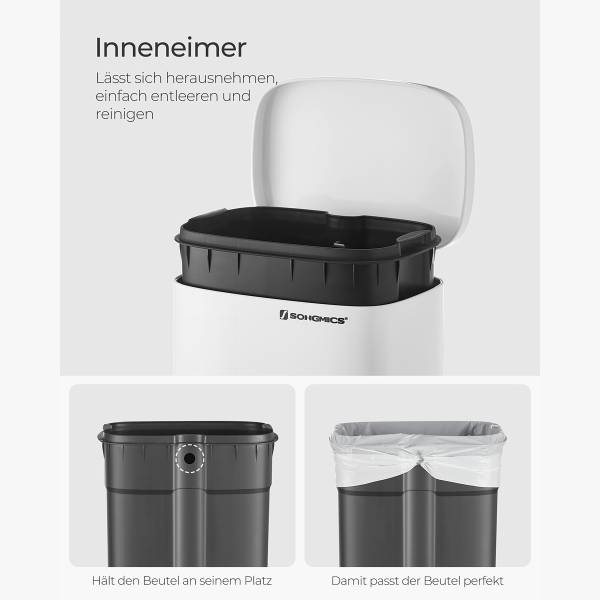 Mülleimer Yamta - Edelstahl / Polypropylen - Weiß