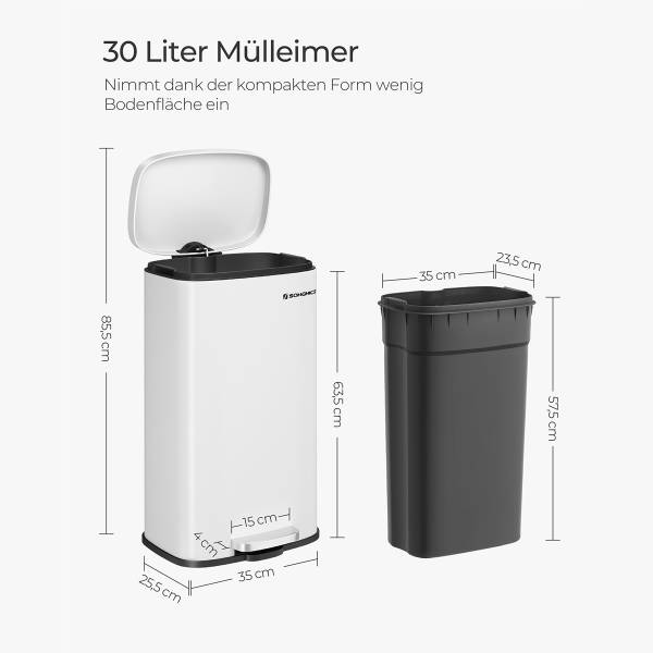 Mülleimer Yamta - Edelstahl / Polypropylen - Weiß