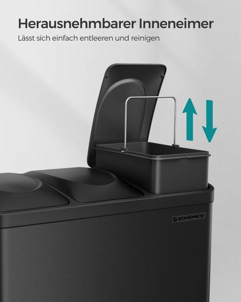 Mülleimer Ibdaa - Edelstahl / ABS - Schwarz
