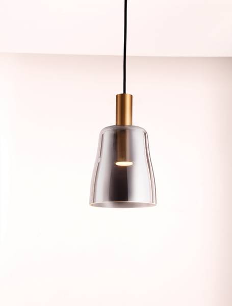 Pendelleuchte Imatia Typ B - Aluminium / Rauchglas - Gold