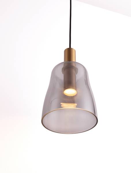 Pendelleuchte Imatia Typ B - Aluminium / Rauchglas - Gold