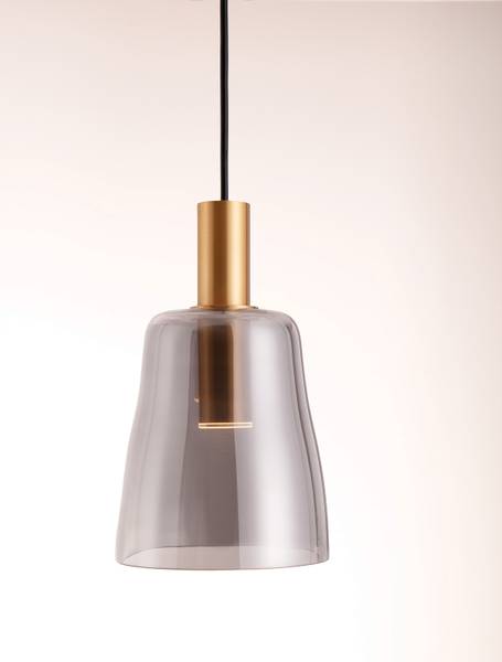 Pendelleuchte Imatia Typ B - Aluminium / Rauchglas - Gold