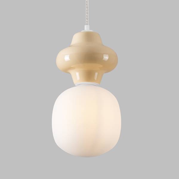 Pendelleuchte Clio Typ A - Keramik / Opalglas - Beige