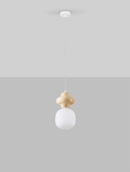 Pendelleuchte Clio Typ A - Keramik / Opalglas - Beige
