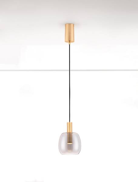 Pendelleuchte Imatia Typ A - Aluminium / Rauchglas - Gold