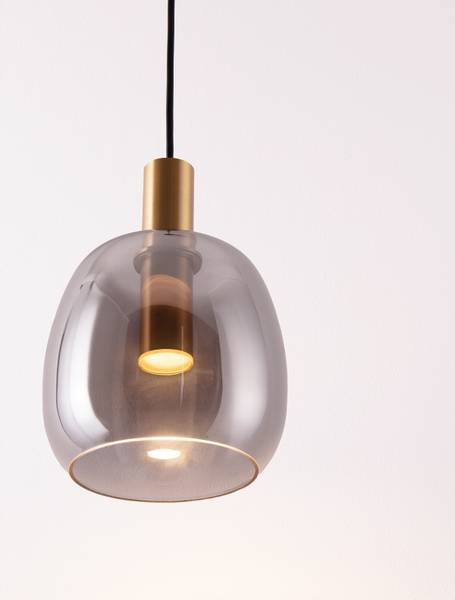 Pendelleuchte Imatia Typ A - Aluminium / Rauchglas - Gold
