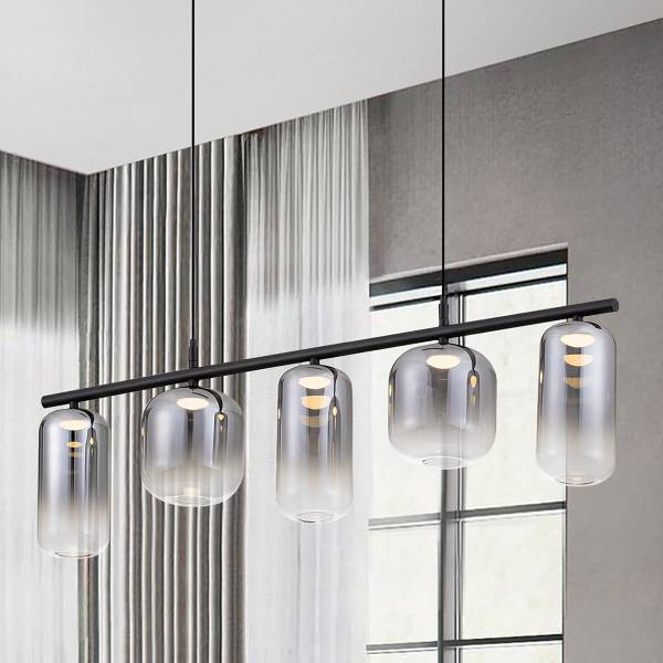 Pendelleuchte Aelia Typ C - Aluminium / Rauchglas - Grau