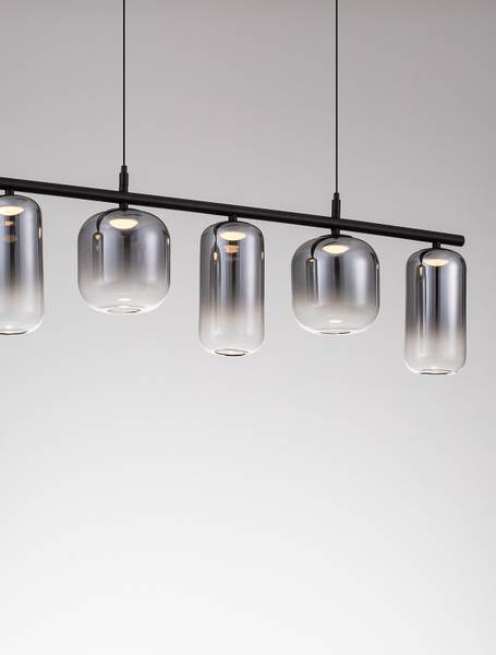 Pendelleuchte Aelia Typ C - Aluminium / Rauchglas - Grau