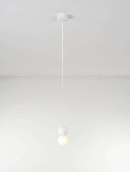 Pendelleuchte Zero Typ A - Aluminium / Opalglas - Weiß