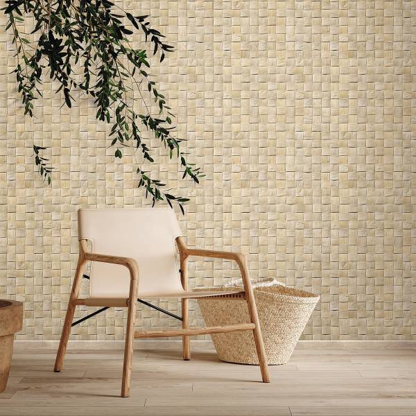 Vliestapete 45740 3D-Holzoptik - Vlies - Beige