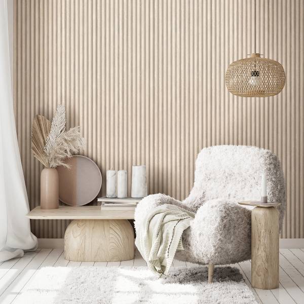 Vliestapete 81697 Akustikpaneele - Vlies - Grau / Beige