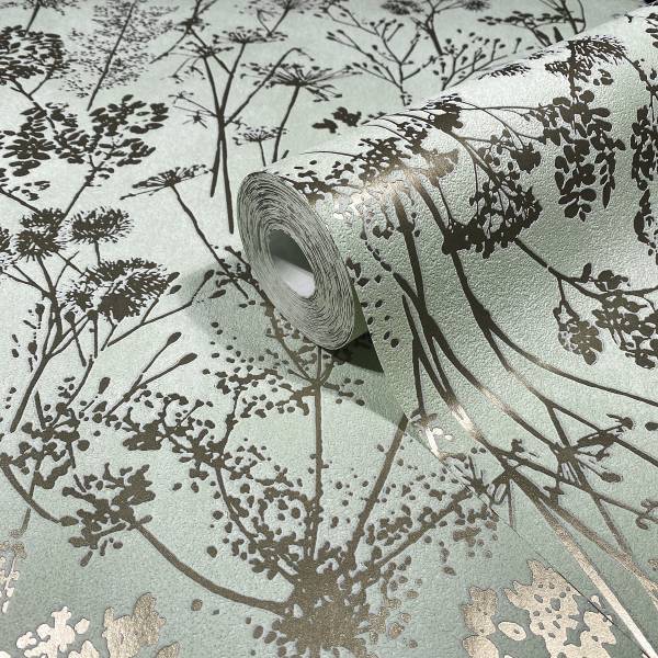 Vliestapete 82465 Floral - Vlies - Grün / Gold