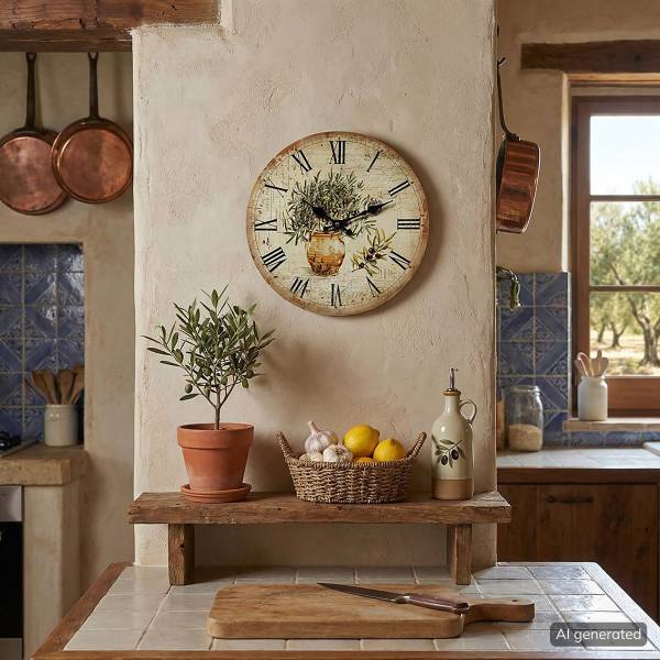 Wanduhr Oliven - Mehrfarbig